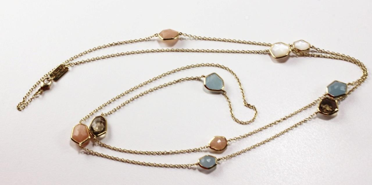 IPPOLITA 18K YELLOW GOLD MIXED GEMSTONE 10-STONE LONG NECKLACE, 36in, 12.34g