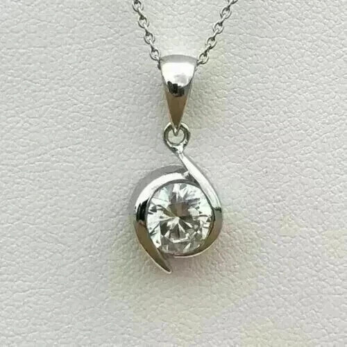 2 Ct Round Cut White Moissanite Women’s Fancy Pendant 14k White Gold Plated