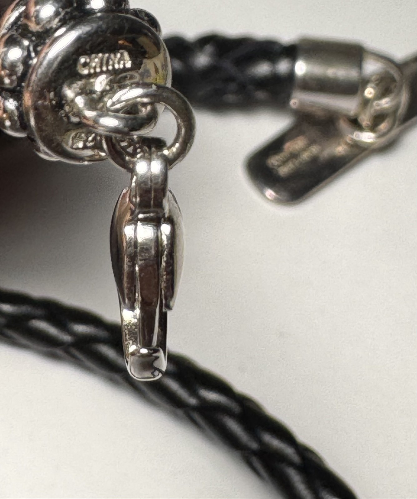 RLM Studio Sterling Silver Braided Leather Cord Necklace 17″ Toggle Signed