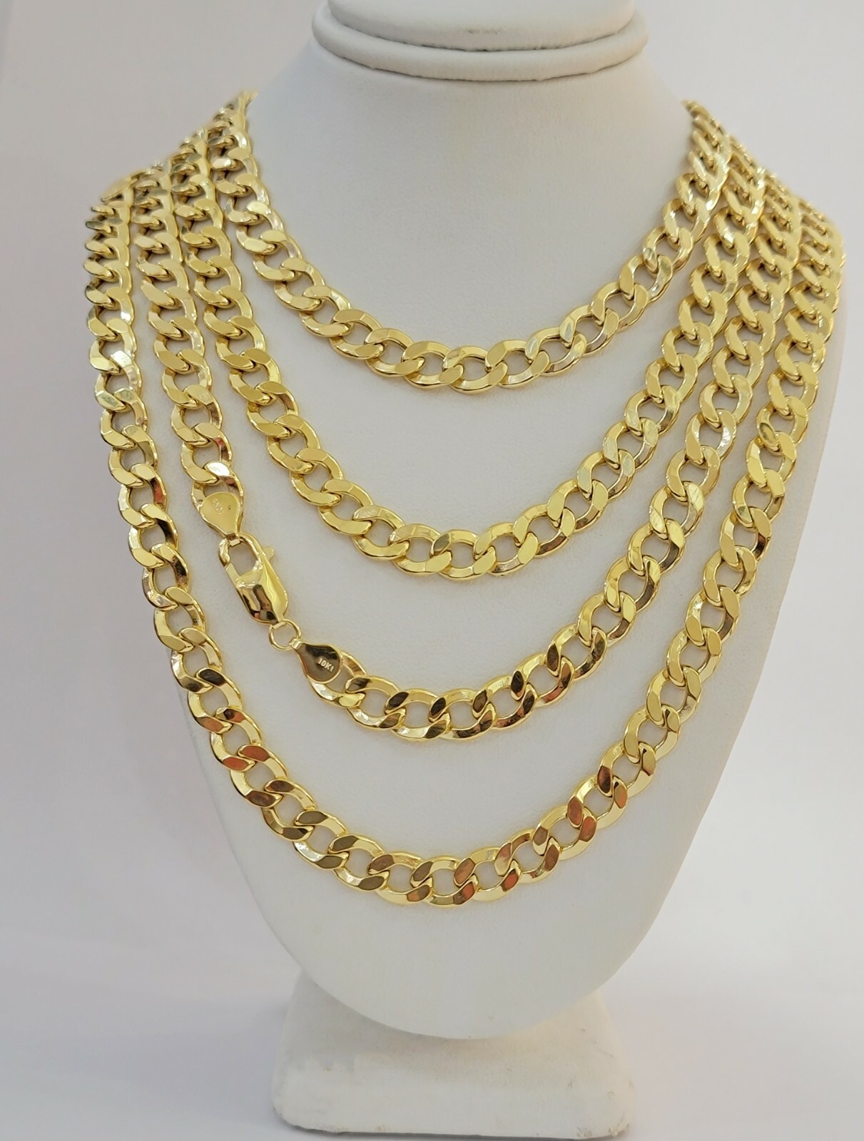 10kt Yellow Gold Chain 8mm Cuban Curb Link Necklace 26″Inch Strong Link REAL 10k