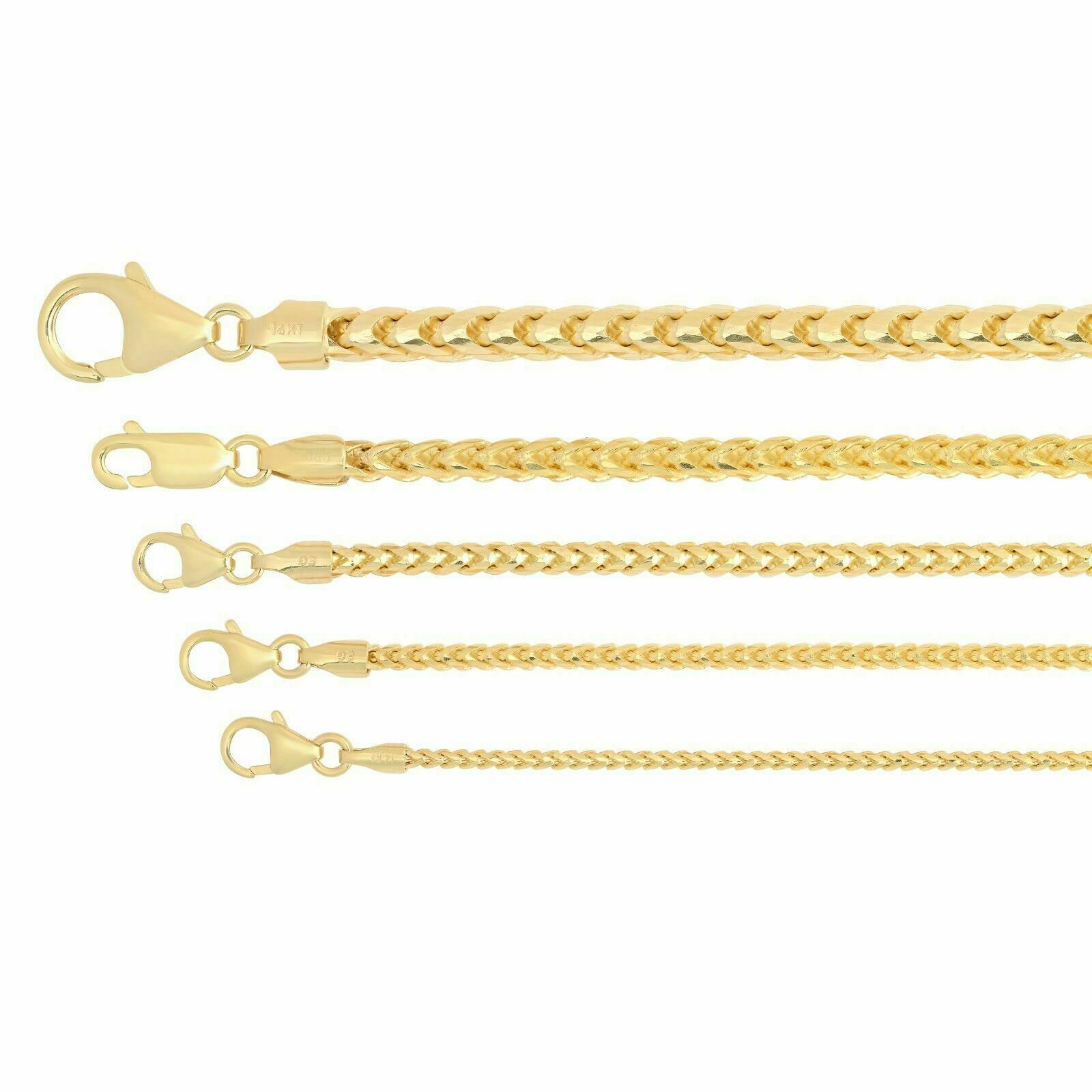 Solid 14k Yellow Gold 1.2mm-3.25mm Franco Chain Necklace Pendant Sz 16″-30″