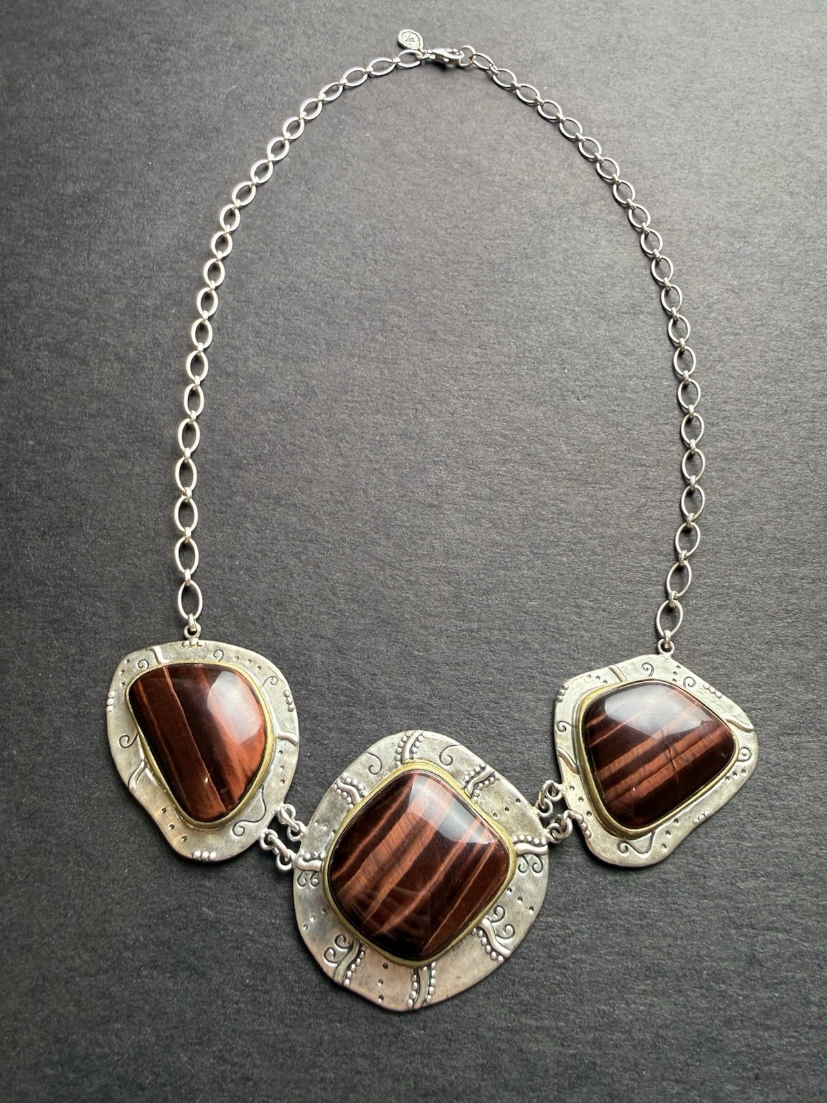 Silpada Retired Red Rocks Tigers Eye 925 Sterling Silver Necklace N3346
