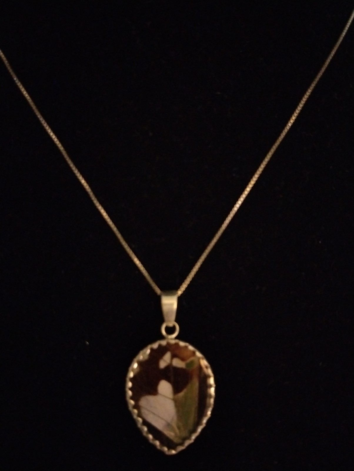 Vintage Reversible Butterfly Wing Pendant & Necklace Sterling Silver Italy 925