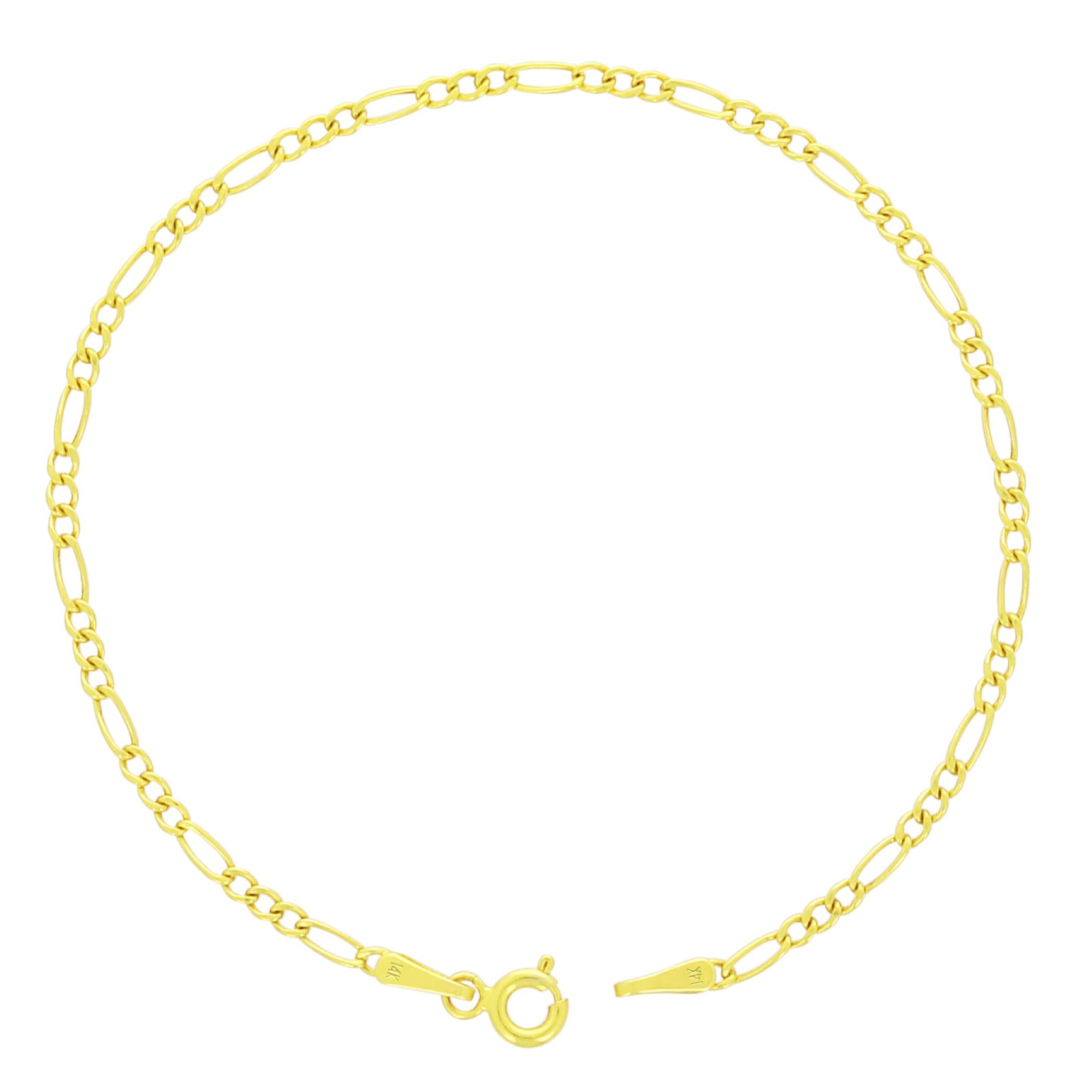 14K Yellow Gold 2mm-7.5mm Figaro Link Chain Necklace Bracelet Men Women 7″- 30″