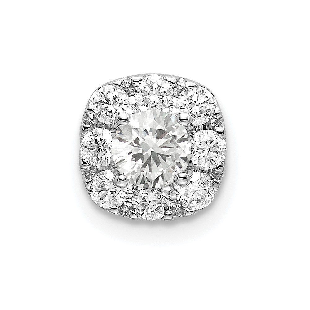 14k White Gold 1/2 Ct Round Lab Grown Diamond VS/SI+ G+ Halo Chain Slide Pendant