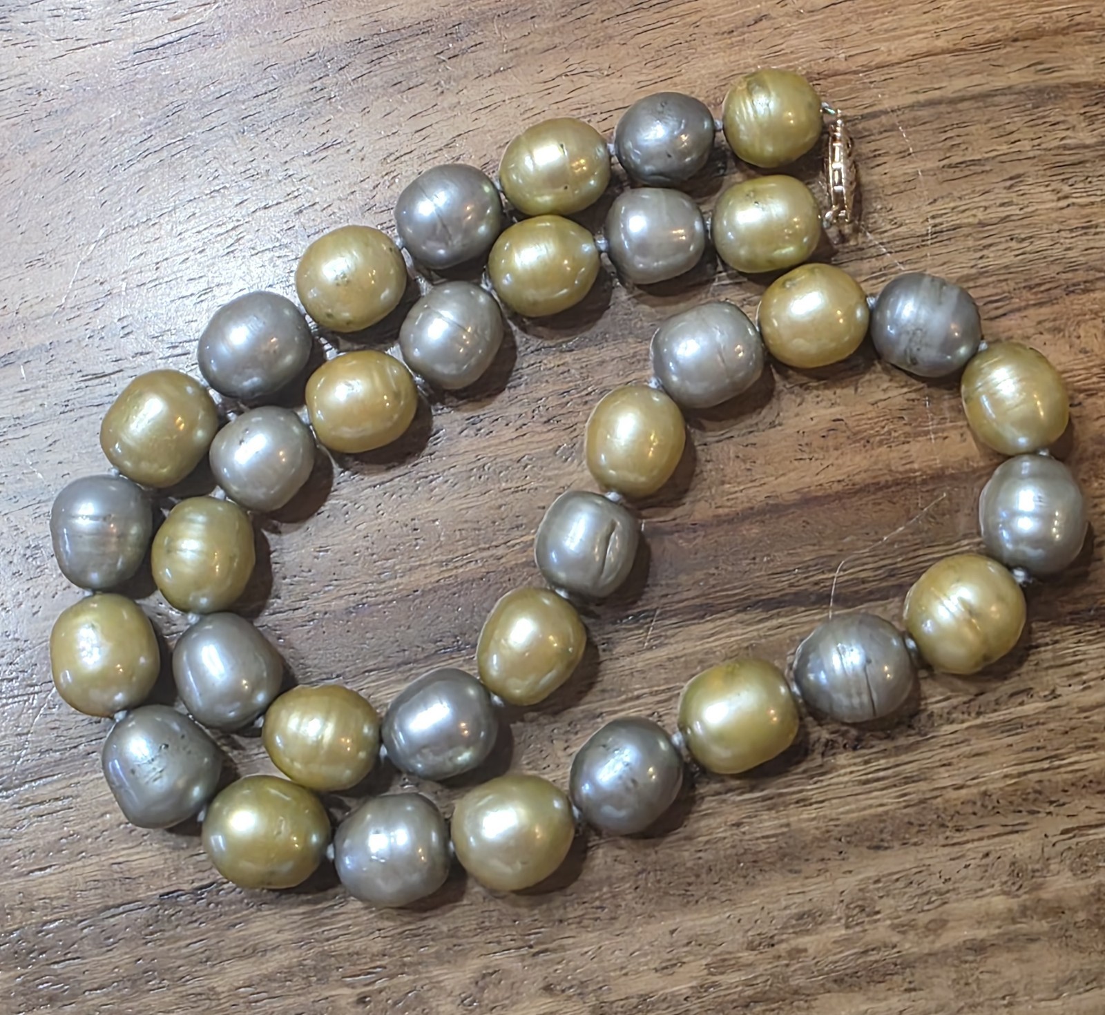 Estate 14k Gold Multi Color Pearl Necklace