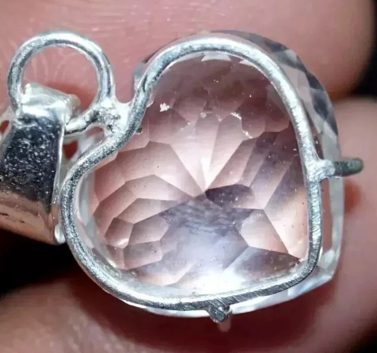 Natural 21 Ct White Sapphire Heart Cut 925 Silver Pendant Certified Gemstone