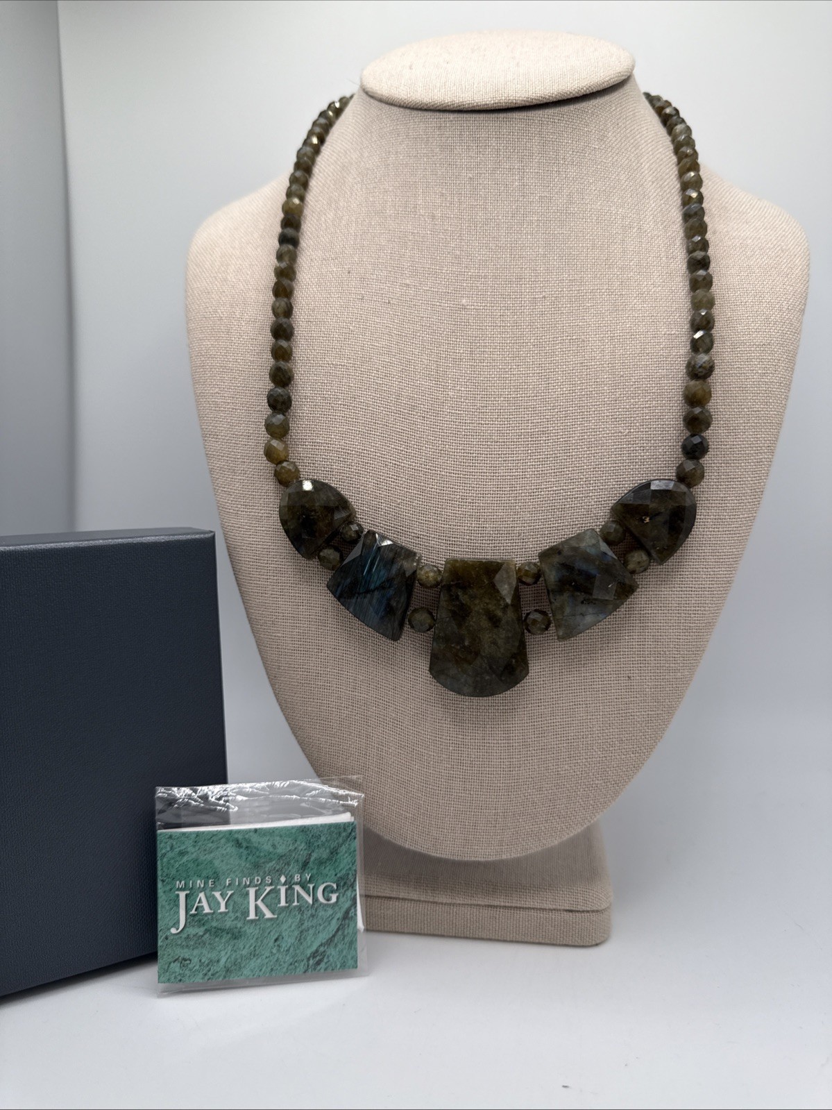 Jay King Natural Madagascar Labradorite Sterling Silver Freeform Necklace 21-24”