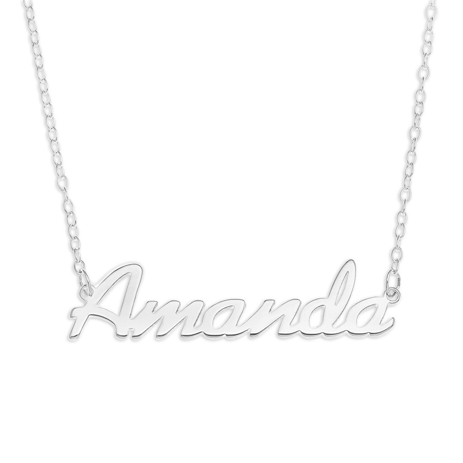 Amanda Name Plate Necklace Pendent Sterling Silver female Personalized Custom
