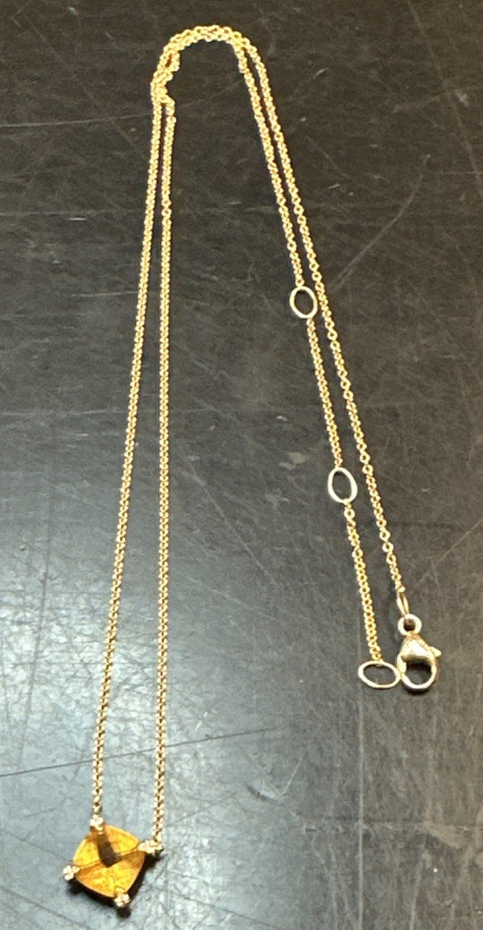 David Yurman Petite Chatelaine 18K Gold Citrine & Diamond Pendant Necklace