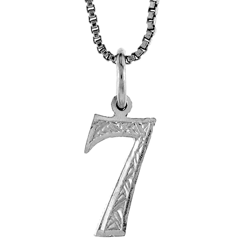 925 Sterling Silver Small Fancy Number 7 Charm Pendant 1/2 (13mm) Inch Tall