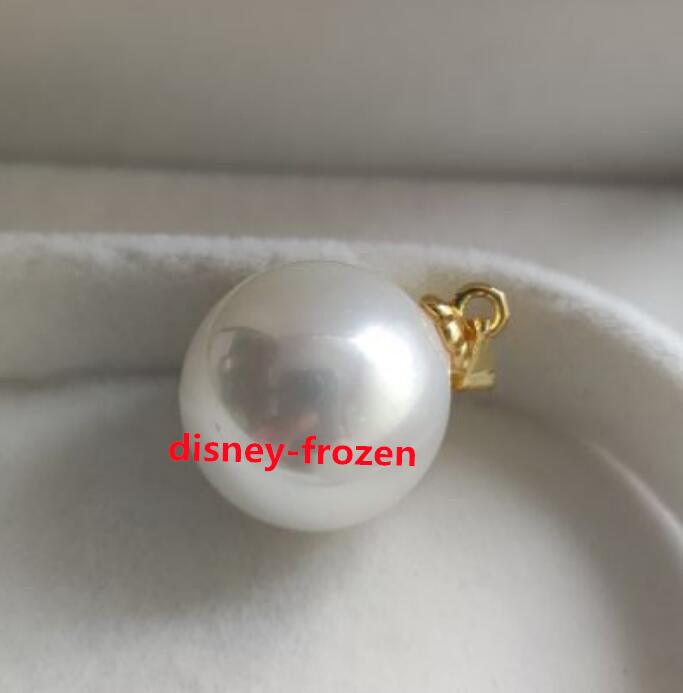 Huge AAA 16mm natural south sea White Round shell pearl pendants 14k gold