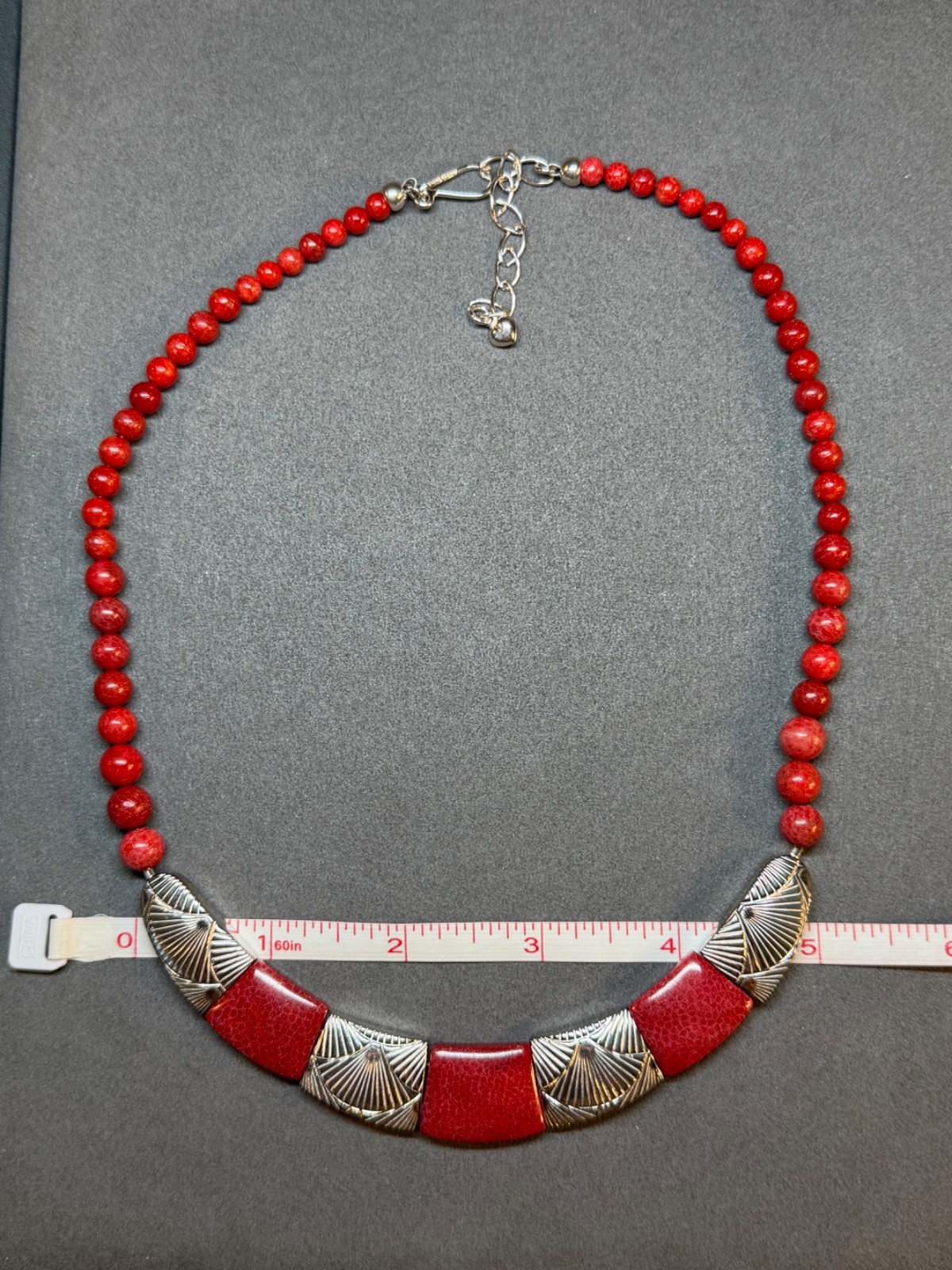 JAY KING Colors of Coral Hand Carved Sterling Silver Necklace Red Coral 18-21 in