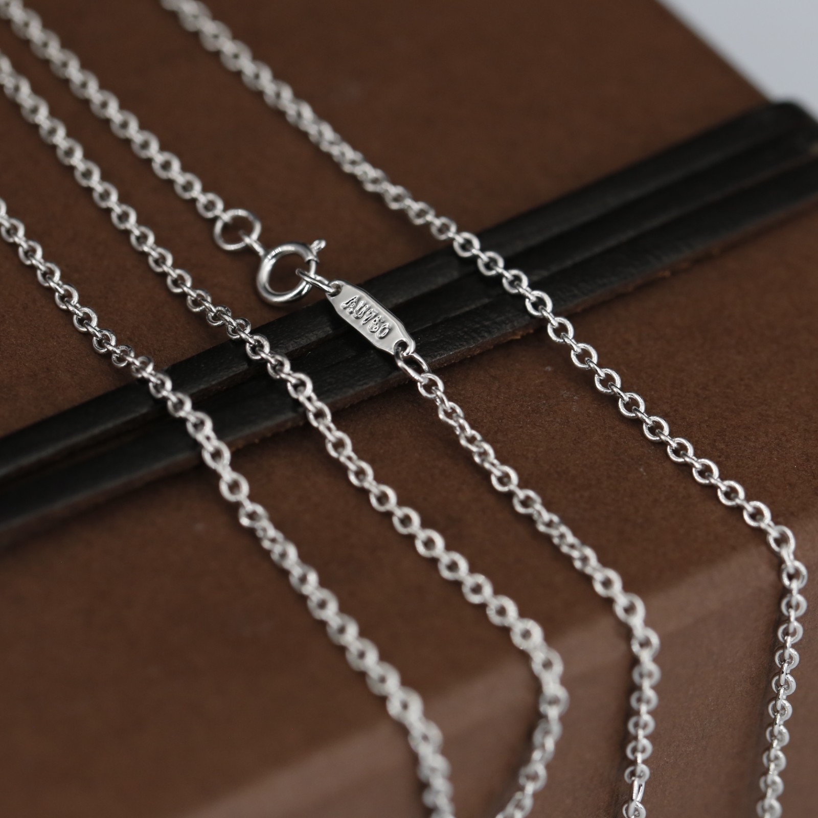Genuine 18CT Solid White Gold Belcher Chain 60cm/65cm