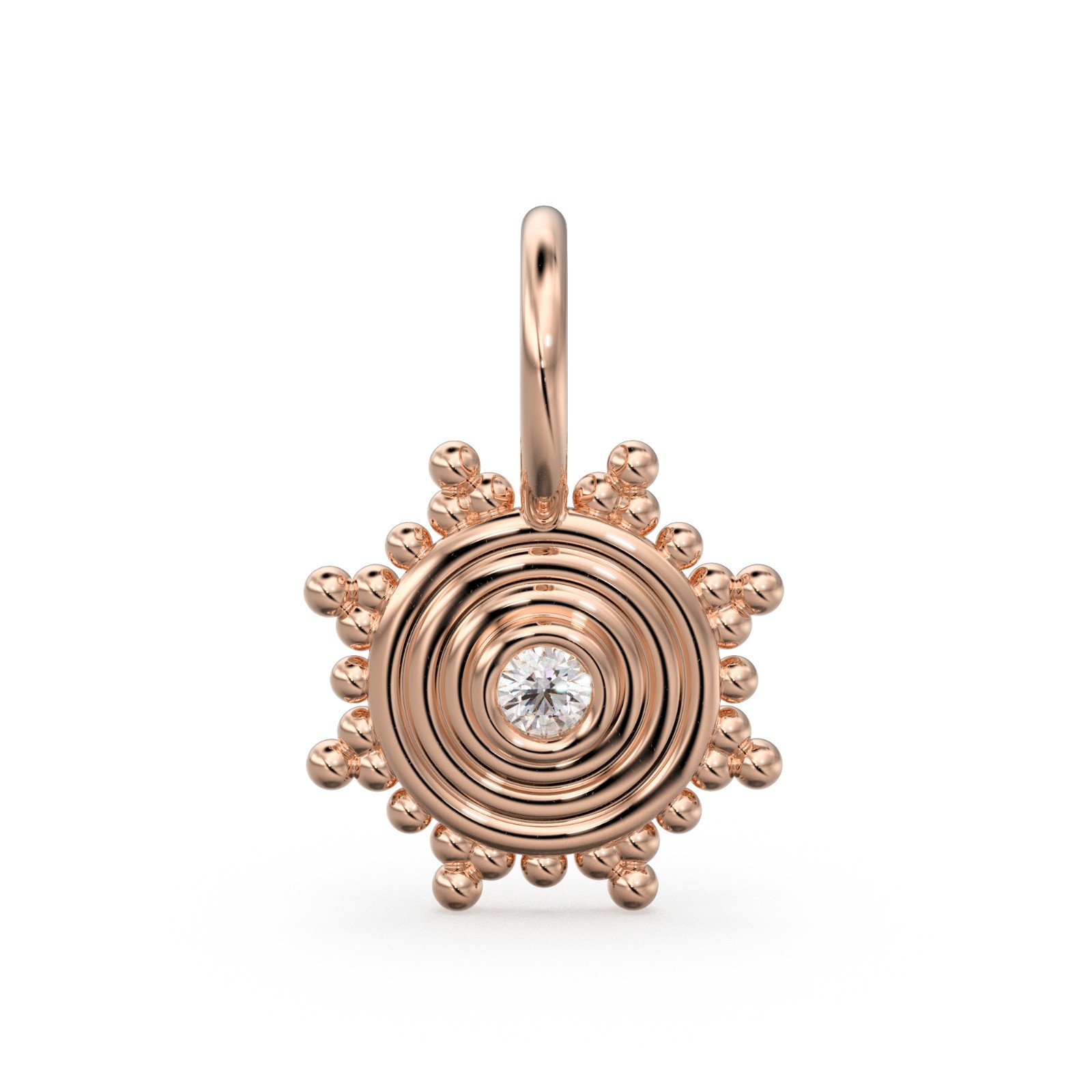 Natural Diamond Disc Charm 18k Solid Gold Charm Diamond Charm Handmade Pendant