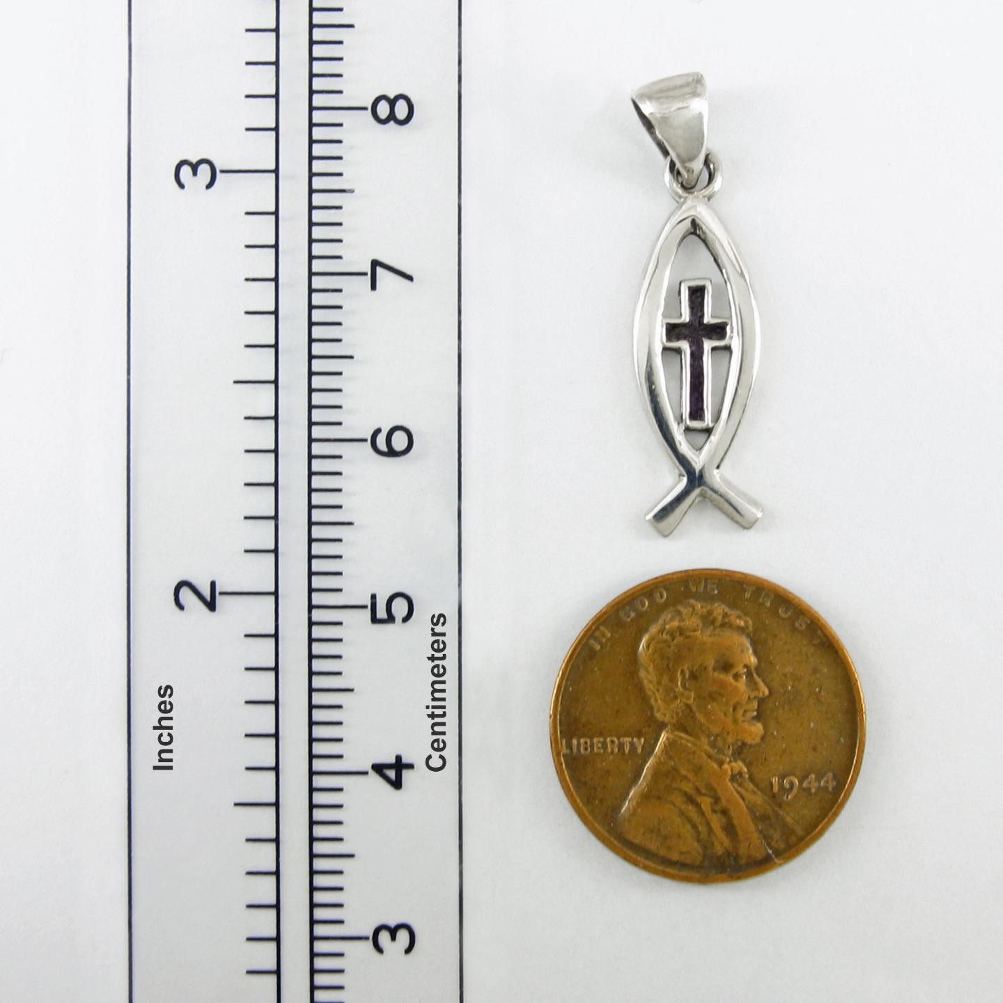 Ichthys & Cross Pendant – SOLID ‘925’ Sterling Silver – Add your own chain!