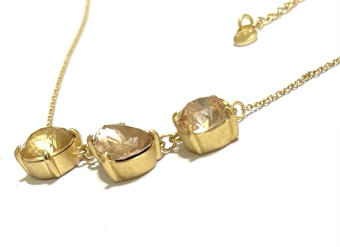 Three stunning honey golden rough crystal point Necklace