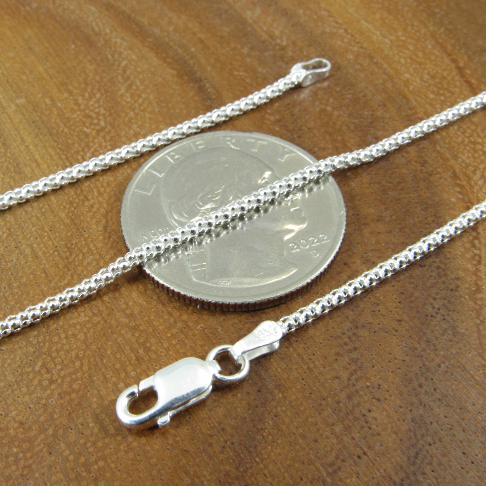 Solid Genuine 925 Sterling Silver Women’s Italian Popcorn Garland Chain Necklace
