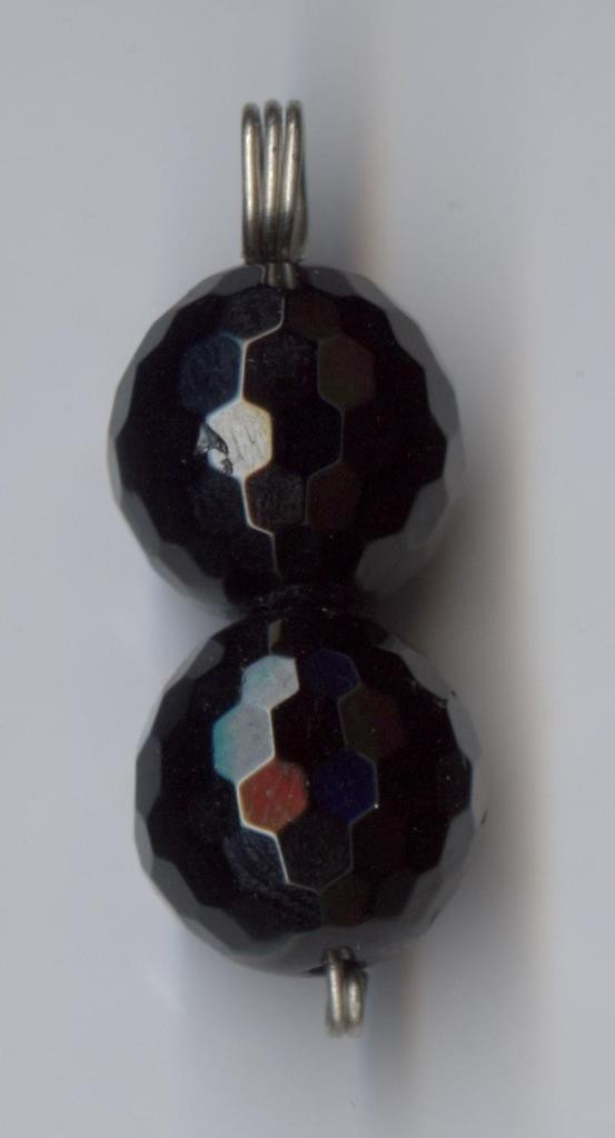 New 14K 3.34 Gram Solid White Gold Natural Black Tourmaline Bead Pendant #ud