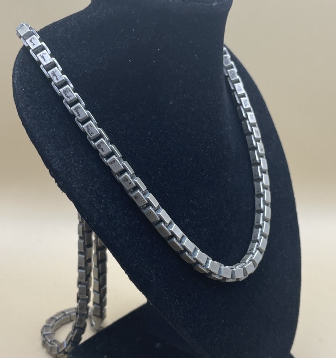 Heavy Thick Box Link Sterling Silver Chain 22in (70.2g)