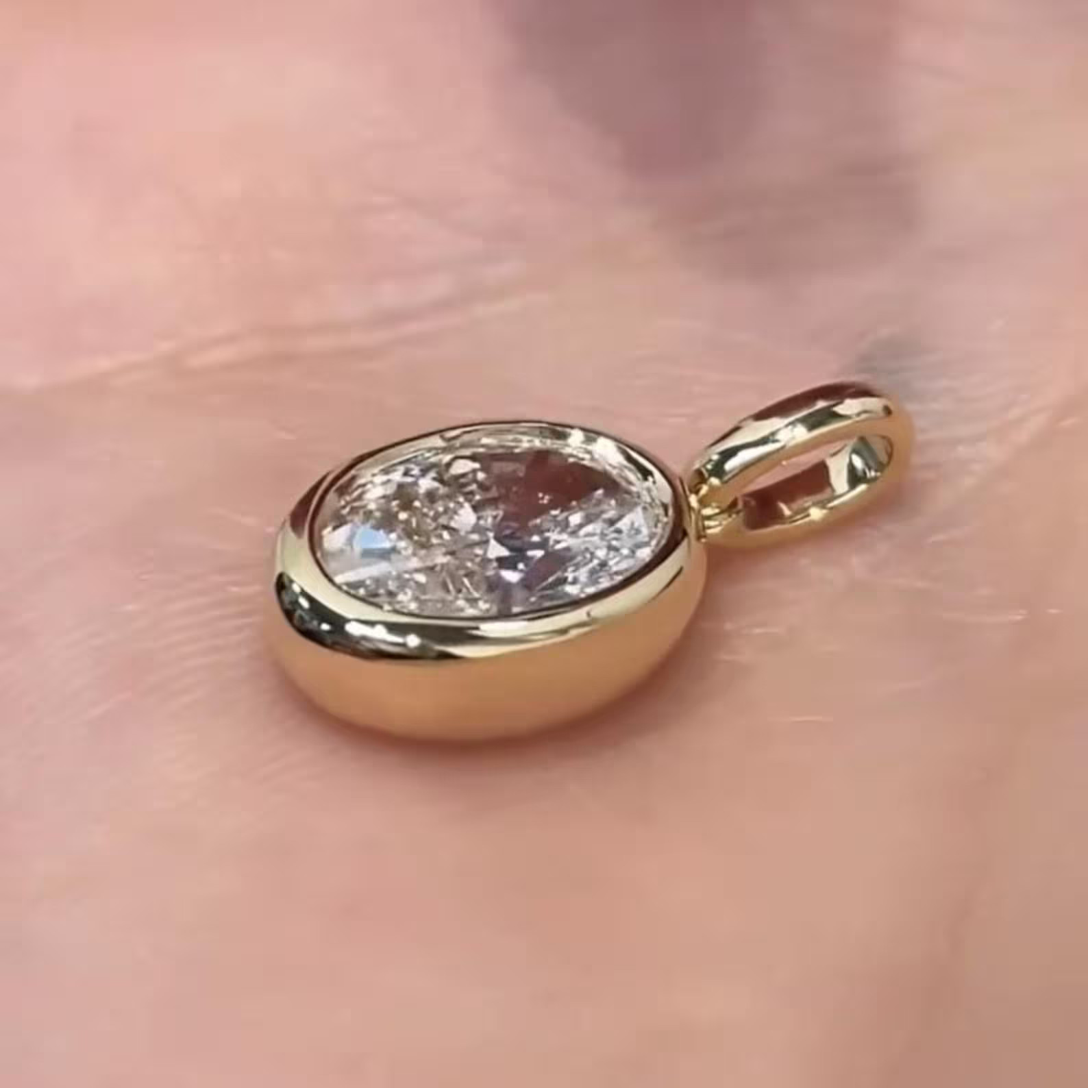 2ct Oval Moissanite Pendant Bezel Set 925 Sterling Silver Teardrop Gift Necklace