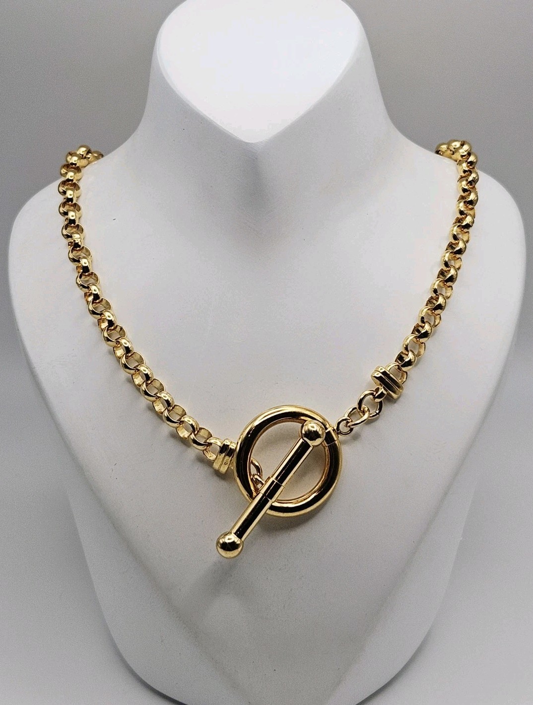 Sterling Silver Vermeil 5mm Rolo Chain Toggle Clasp Necklace 22″