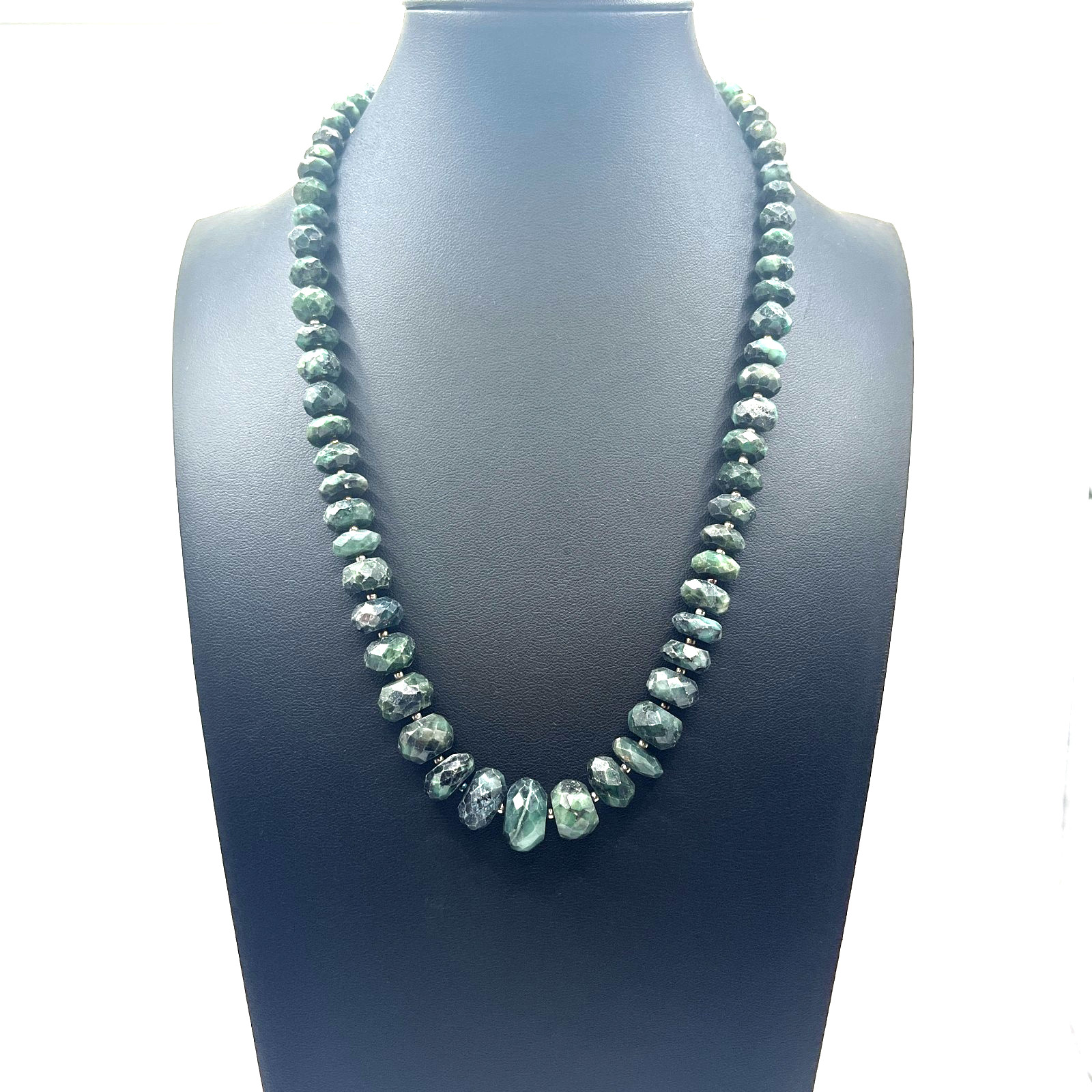 RSI Necklace Labradorite Faceted Bead Single Strand Graduated Sterling 925 Clasp