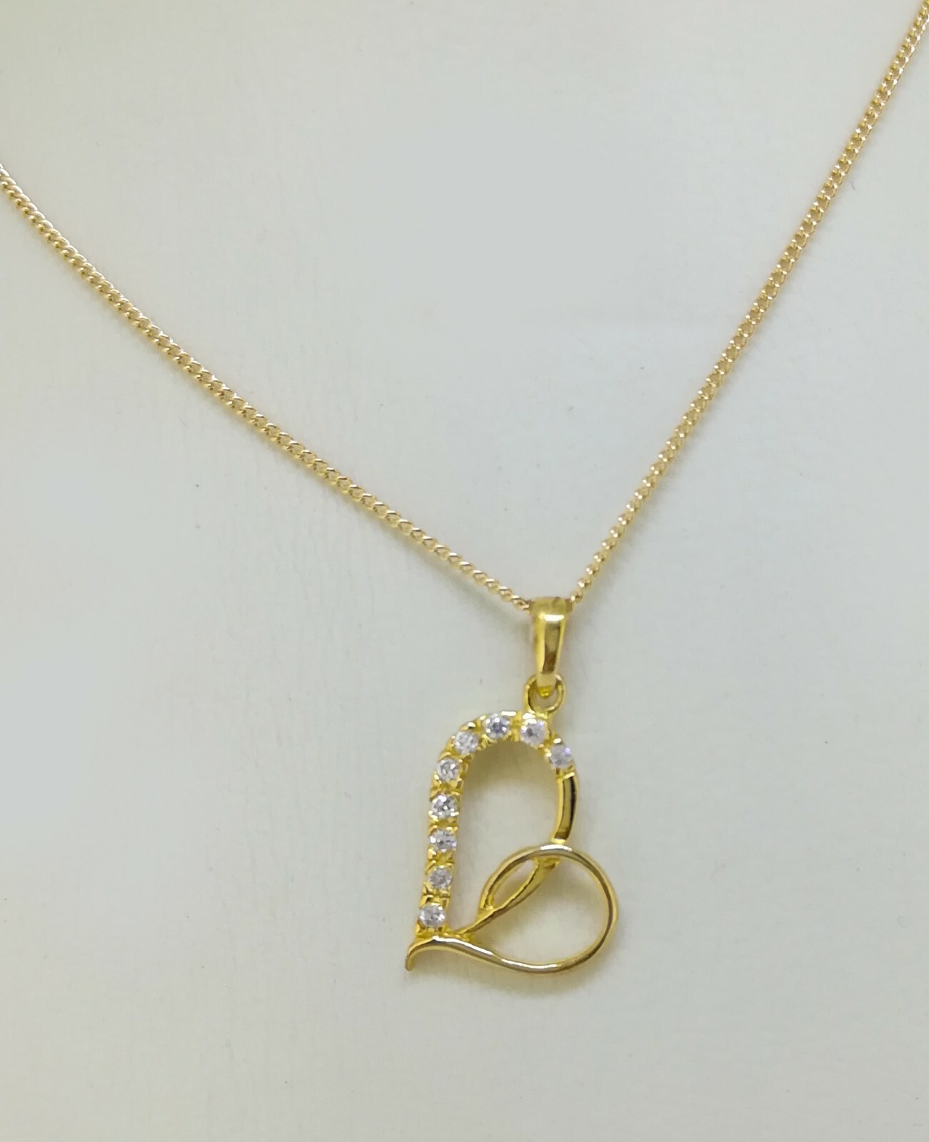 18k GP Genuine Solid 925 Sterling Silver Heart CZ Pendant N-A888 Woman Gift