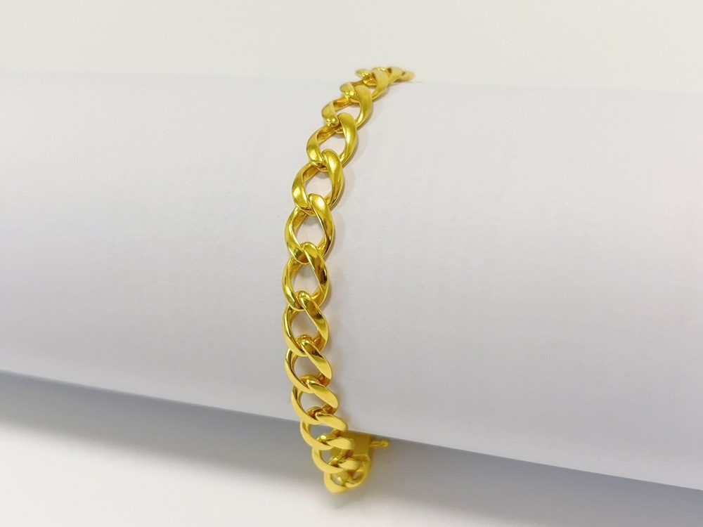 18K Yellow Gold Solid Cuban Link Chain Bracelet 8mm 8″ Unisex for Men Women