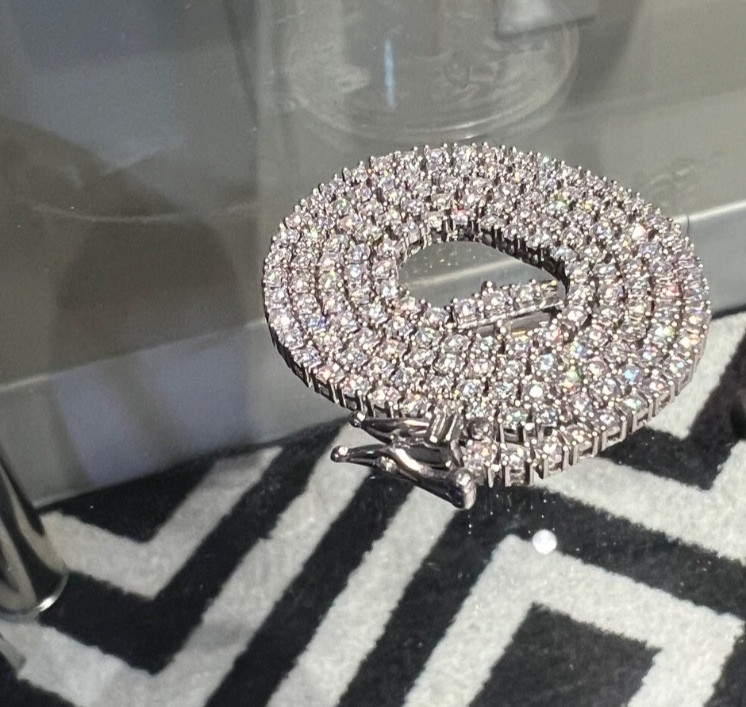 *New* 5.2 CT .925 Sterling Silver Moissanite Tennis Chain 2.0mm 16 inches long
