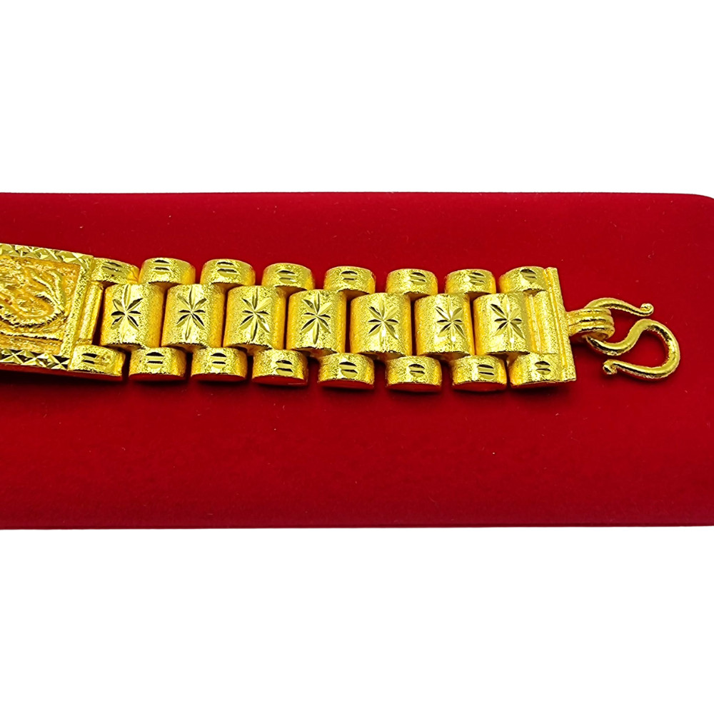 Bracelet Thai Gold 24k Solid Yellow Chain Pendant Dragon Chinese 3 Baht 7 in Men