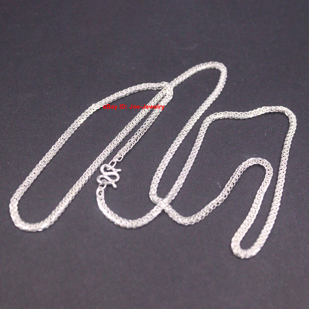 Real 999 Fine Silver 2.0mm Wheat Link Chain Women’s Necklace 21.6inch