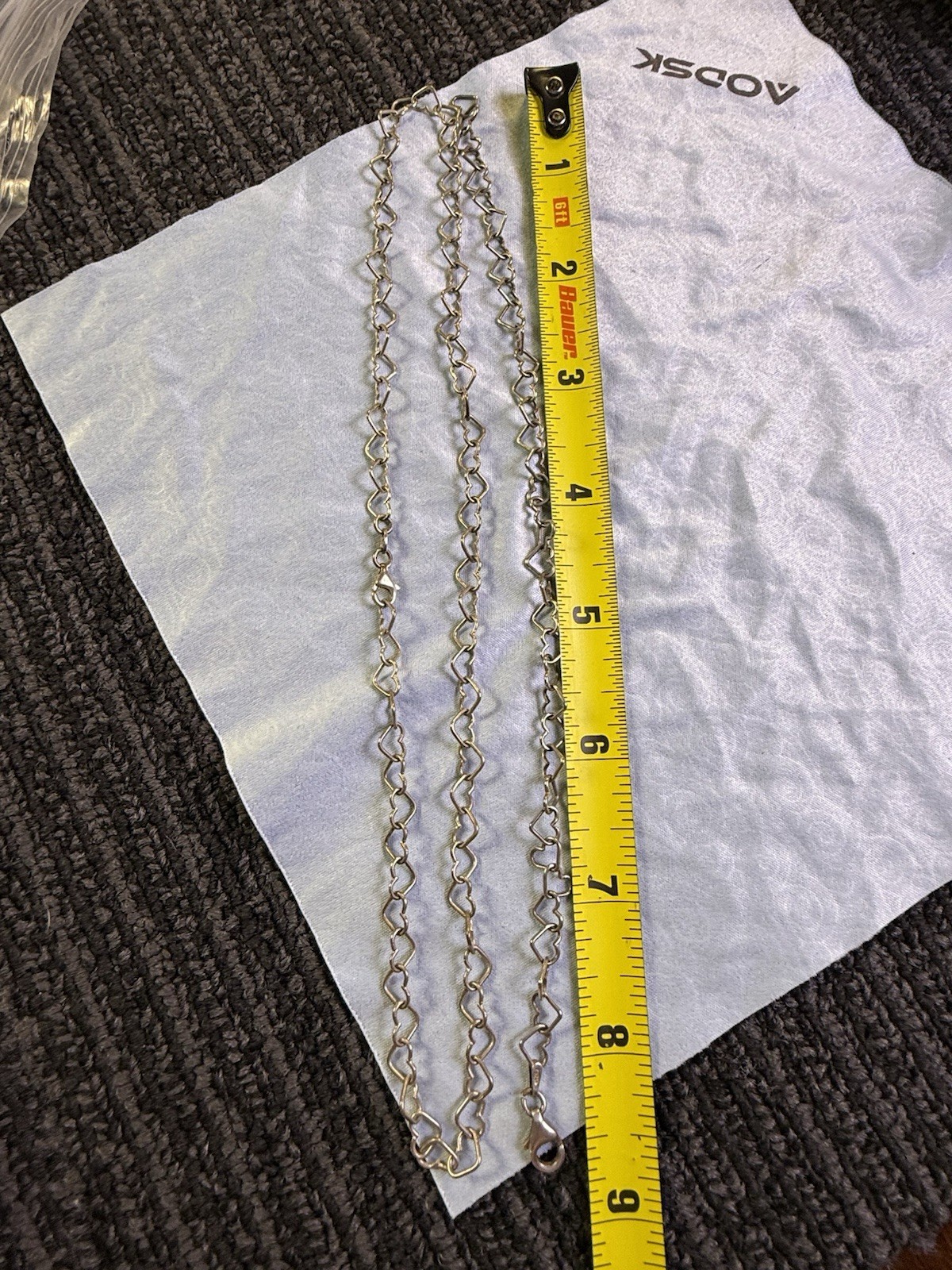 Sterling Silver Necklace Bracelet Set Heart Chain Link 18 / 8.5 In Adjustable