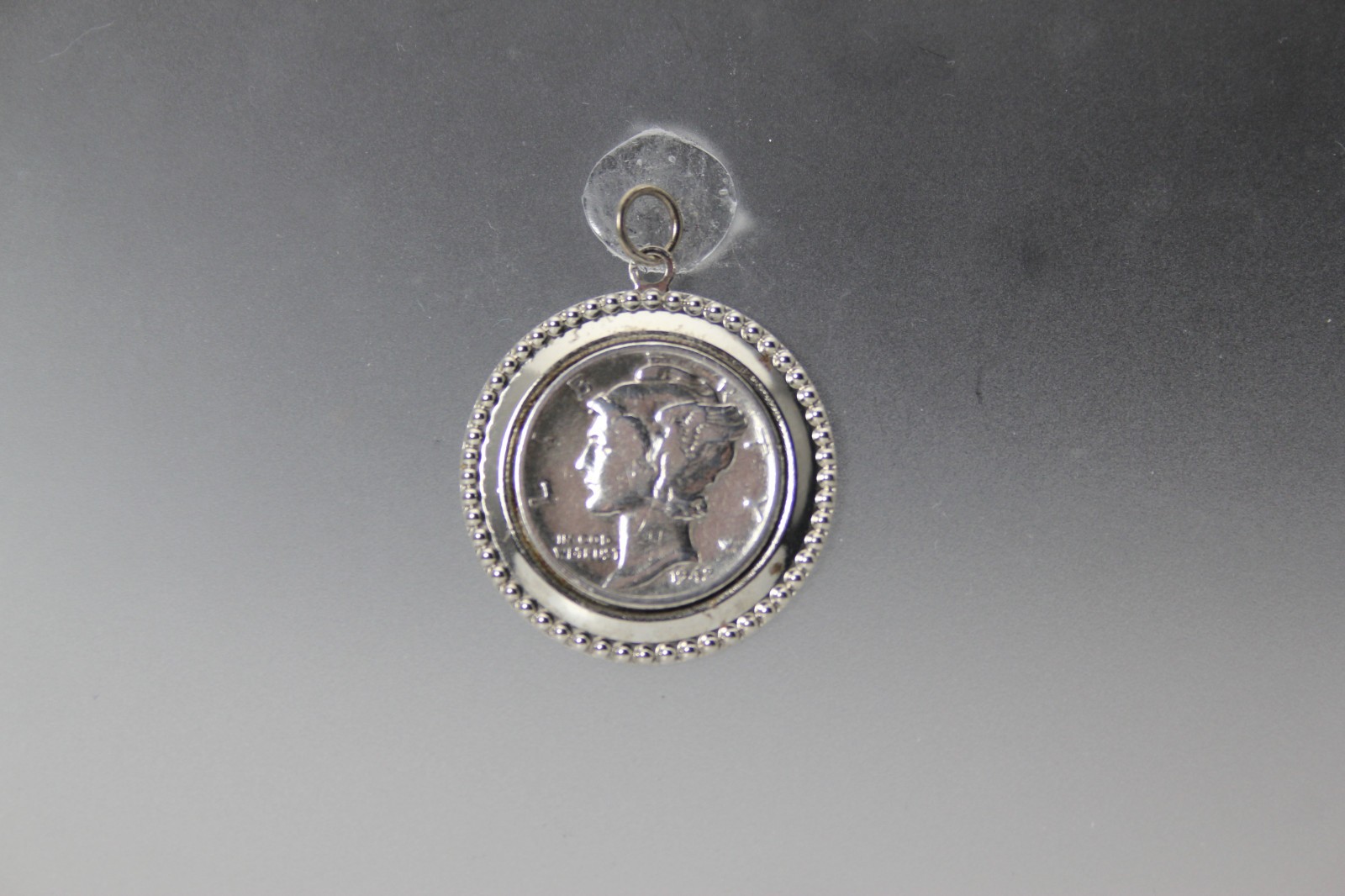 90% Silver 1942 Mercury Dime Glued to Bezel Pendant 4 Grams (PEN10334)