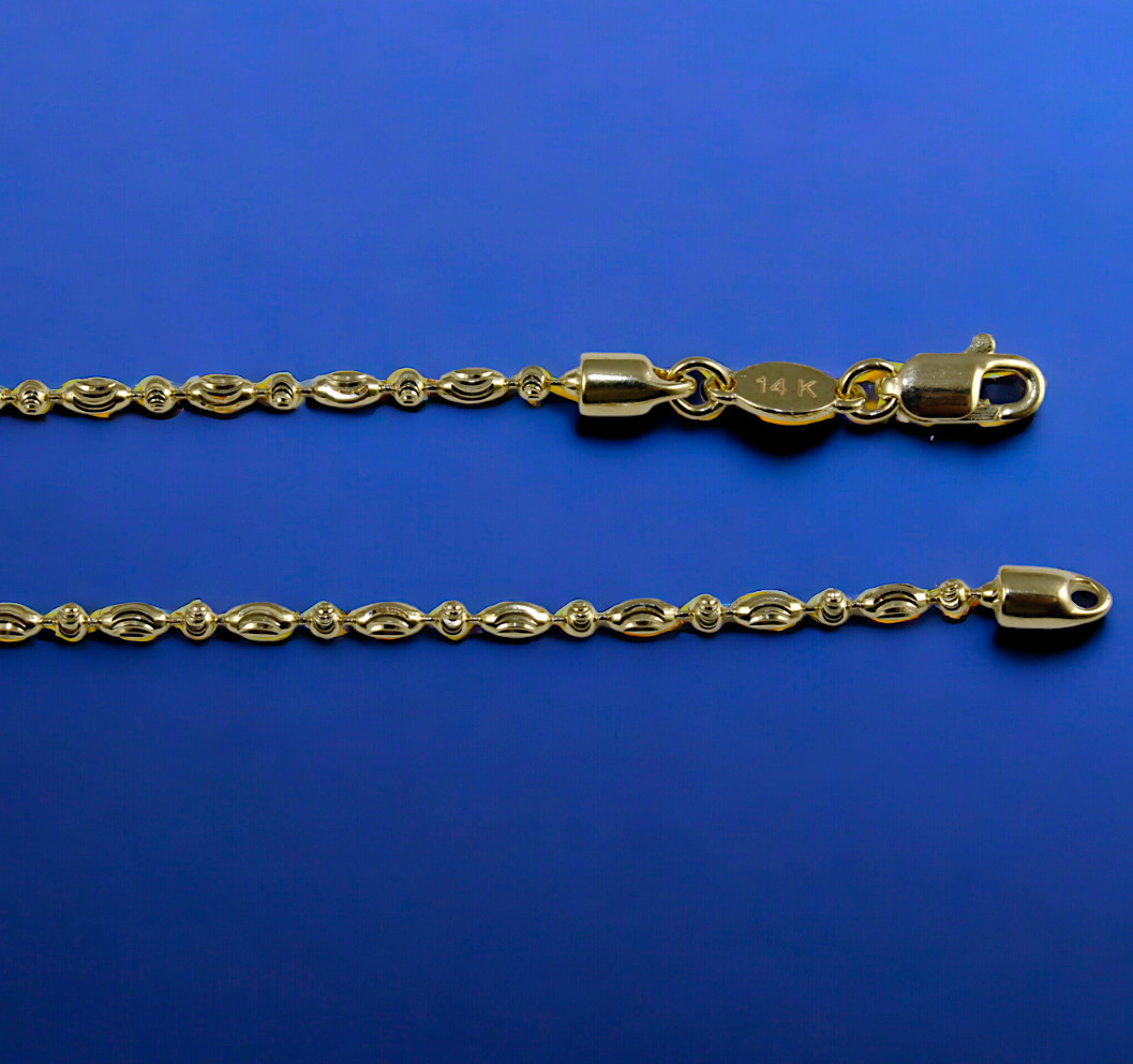 14K Yellow Gold SOLID Long Round Ball Bead Necklace Bracelet Chain 1-2mm 7″-30″