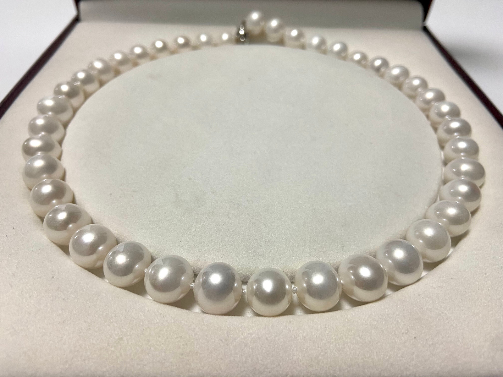 HUGE 17″12-13mm natural south sea genuine white round pearl necklace 3308AAA