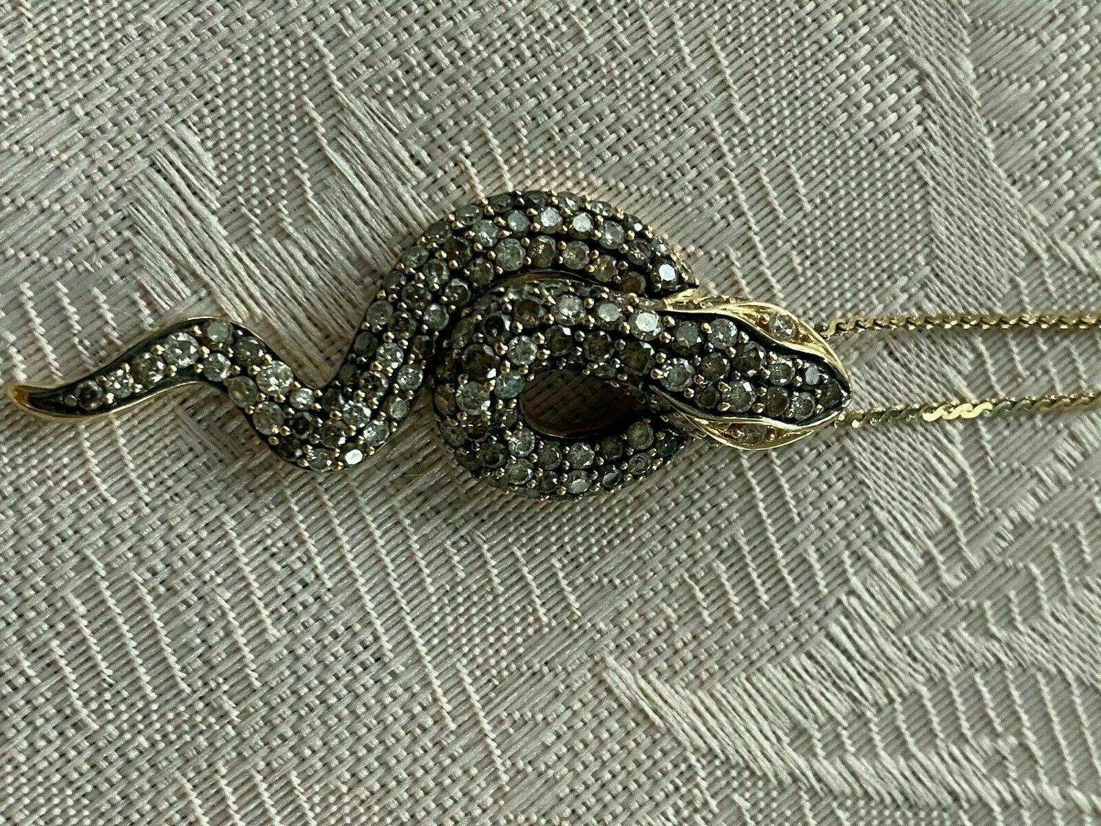 2Ct Round Lab-Created Diamond Snake Shape Women’s Pendant 14k Yellow Gold Finish
