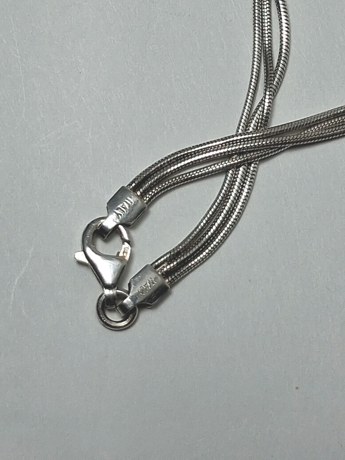 Silver Tone 3 Strand Necklace Marked 925