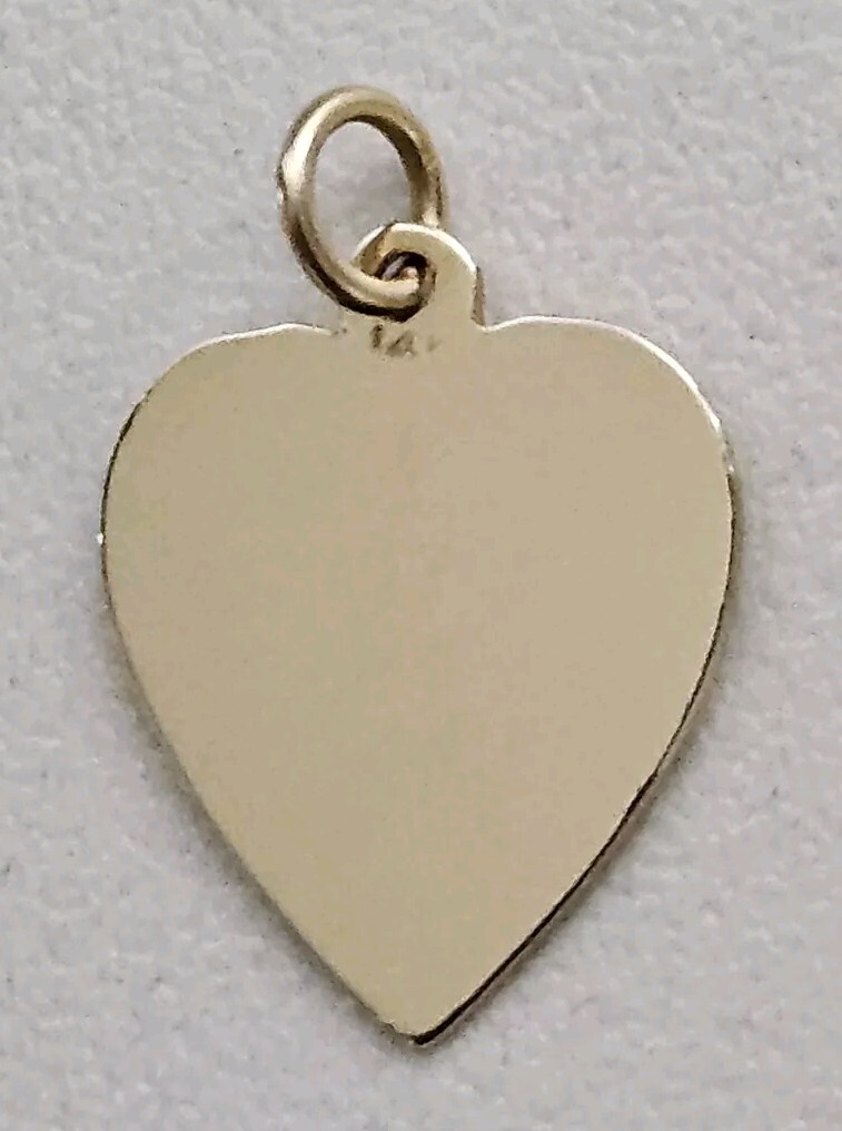 Vintage 14K Gold Disc Heart Pendant – Engravable