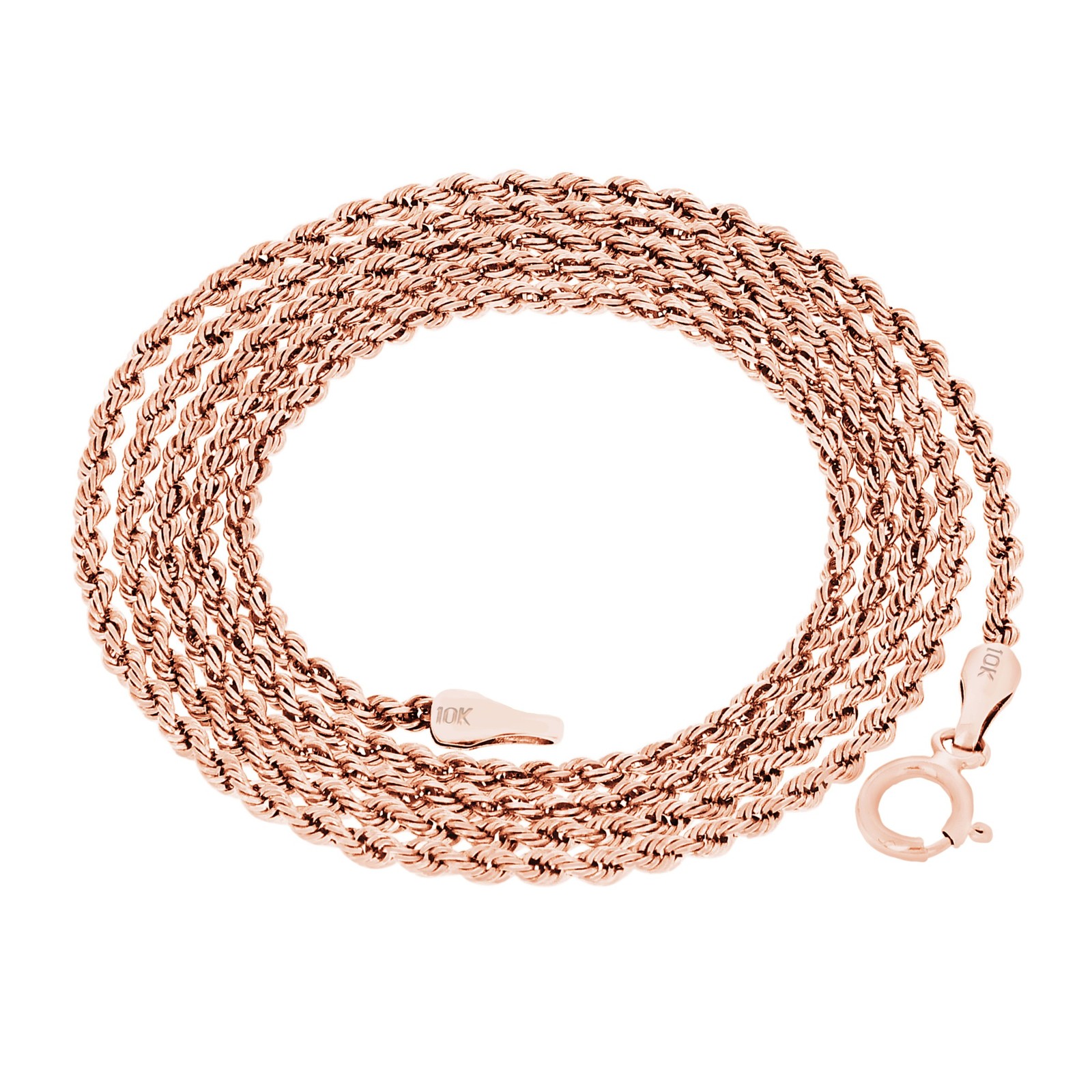 10K Rose Gold 1.5mm-6mm Diamond Cut Rope Chain Necklace Mens Womens 16″-30″