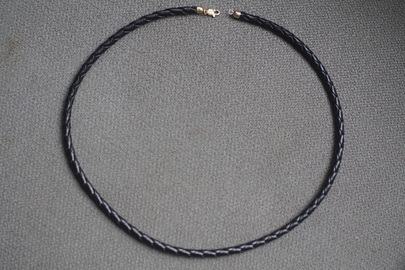 14KT Yellow Gold 4mm Black Braided Leather Cord Necklace 17″ NEW