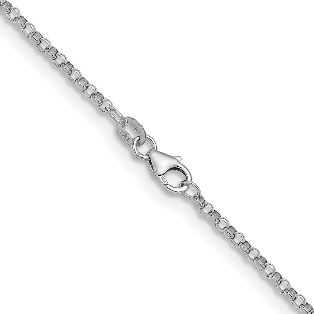 18K White Gold 2.4mm Solid Rolo 30″ Chain Necklace 11.94gram