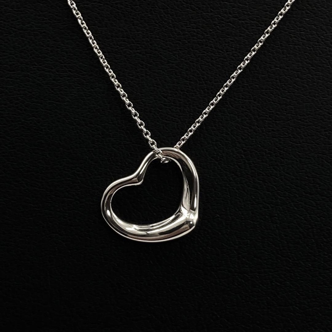 Tiffany & Co. Open Heart Necklace Silver 925 Unisex Pre-Owned Vintage