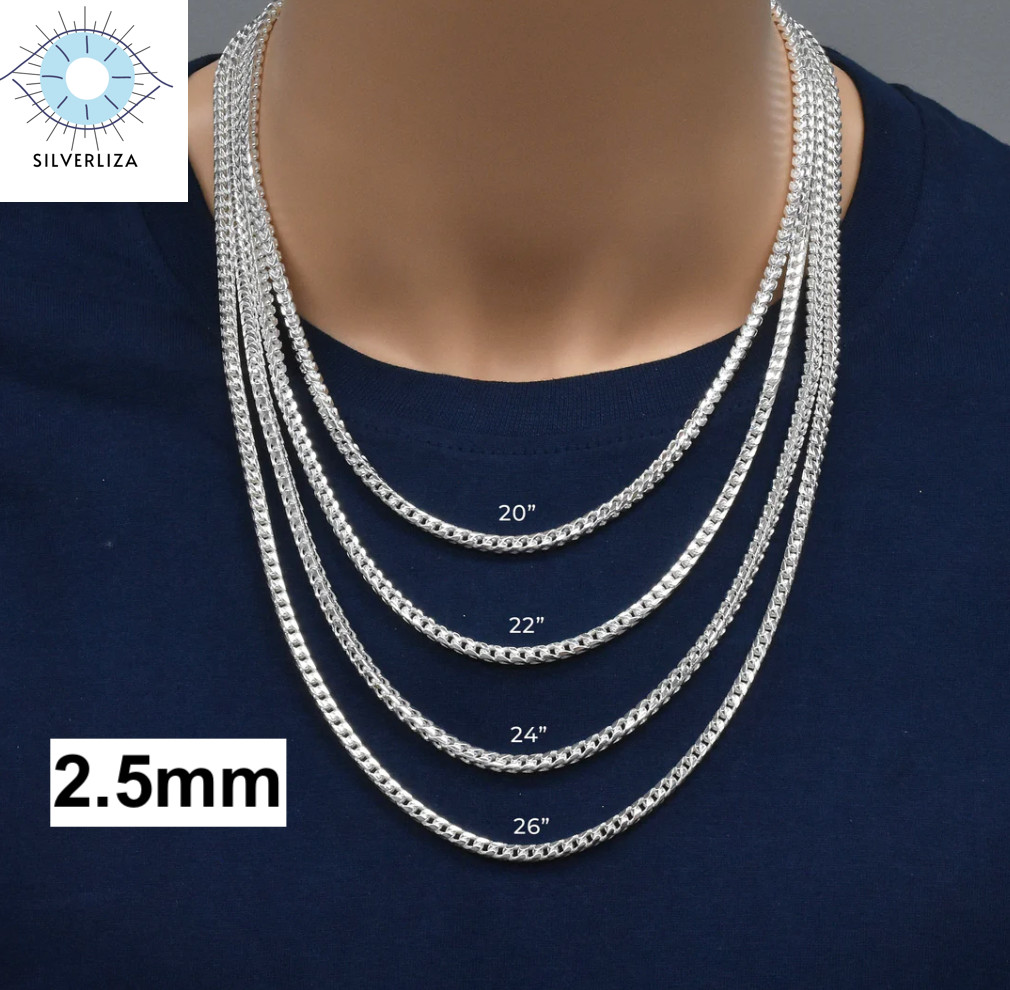 Solid Sterling Silver Franco Link Chain Necklace 925 Silver Chain/ALL SIZE-ITALY
