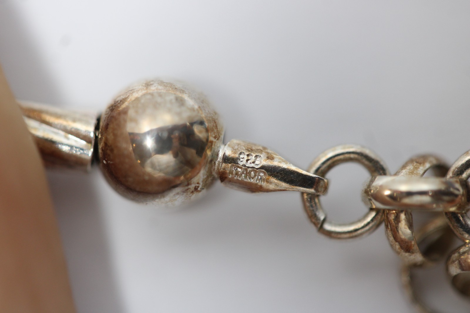 VTG ITAOR Italy 925 Ball Tube Bead Chain Necklace Sterling Silver 15-17″ #367