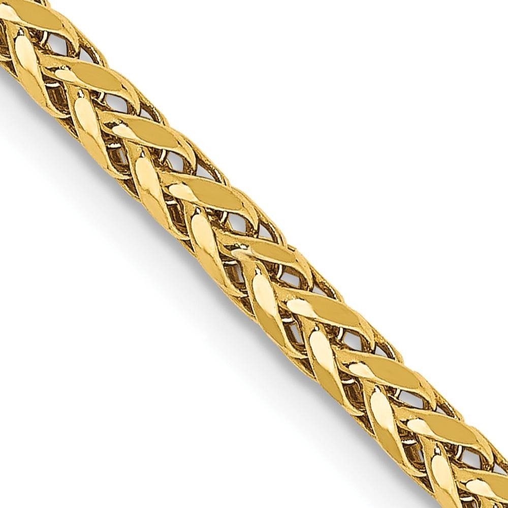 14K Solid Yellow Gold 2.7mm Spiga Wheat Link Chain Necklace