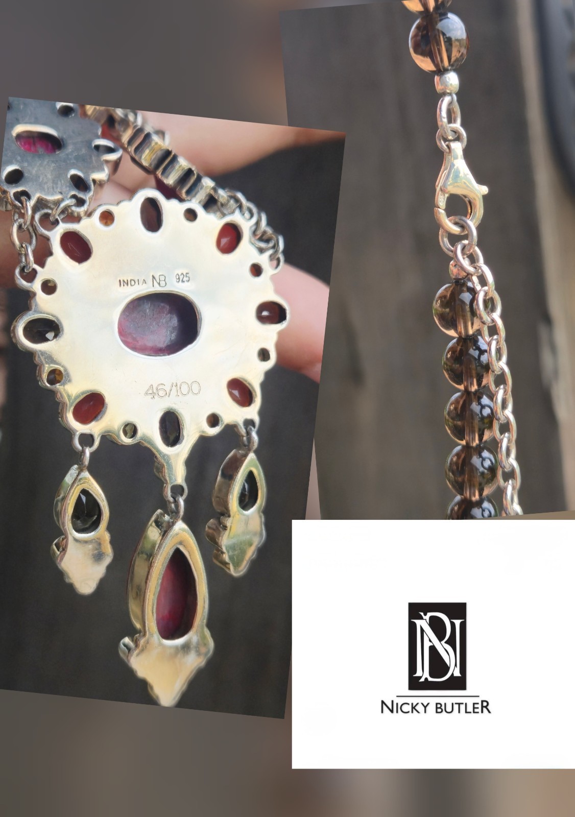 NICKY BUTLER RAJ LIMITED EDITION Designer 925 Sterling Silver Ruby Necklace NB