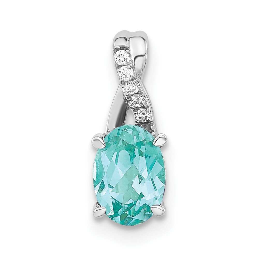 14k White Gold Lab Grown VS/SI FGH Diamond and Oval Cr Paraiba Pendant for Mom