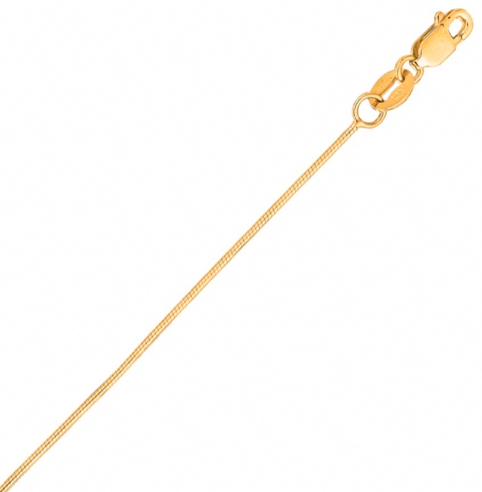 0.7mm Round Snake Chain Necklace Real 14K Yellow Gold