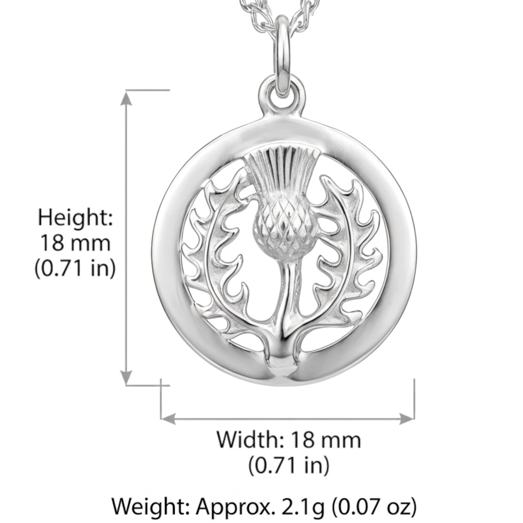 Scottish sterling silver thistle pendant necklace with 18″ silver chain & box
